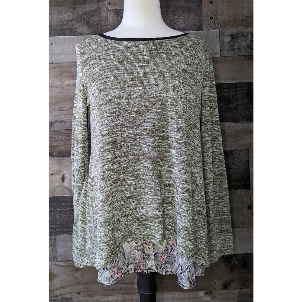 Poeme Layered Green light weight Sweater Blouse Size Large